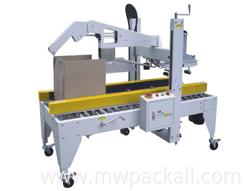 Adhesive belt sealing machine /price of carton box packing machine work with strapping machine